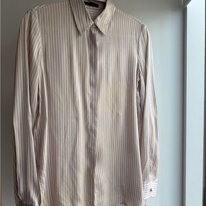 The Row Cream and Purple Striped Dress Shirt